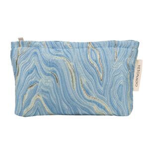 Durable Embossment Oil Painting Handheld Makeup Bag for Vacation Medium Blue